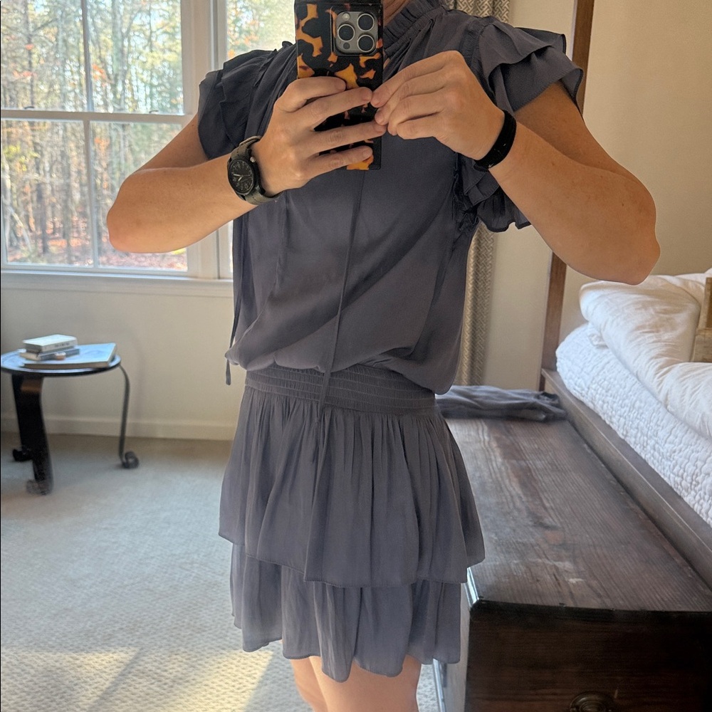 Mustard Seed Ruffled Gray Dress